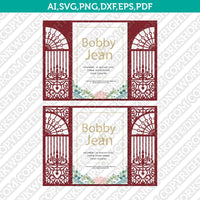 Gate Fold Wedding Invitation Template Quinceanera Christening SVG Laser Cut File Vector Cricut Silhouette Cameo Clipart Png Dxf Eps