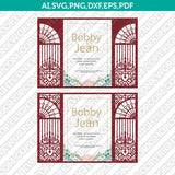 Gate Fold Wedding Invitation Template Quinceanera Christening SVG Laser Cut File Vector Cricut Silhouette Cameo Clipart Png Dxf Eps
