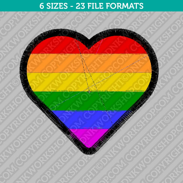 Gay Pride Rainbow Heart Embroidery Design - 6 Sizes - INSTANT DOWNLOAD