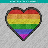 Gay Pride Rainbow Heart Embroidery Design - 6 Sizes - INSTANT DOWNLOAD