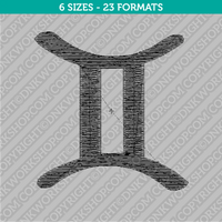 Gemini Zodiac Embroidery Design - 6 Sizes - INSTANT DOWNLOAD