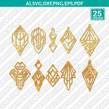 Geometric earring template laser cut design