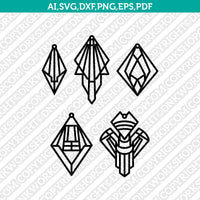 Geometric Earring Template Laser Cut File Vector Clipart SVG Png Dxf Pdf Eps