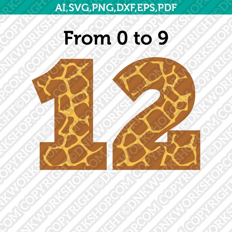 Giraffe Numbers SVG Cut File Vector Cricut Clipart Png Dxf Eps ...
