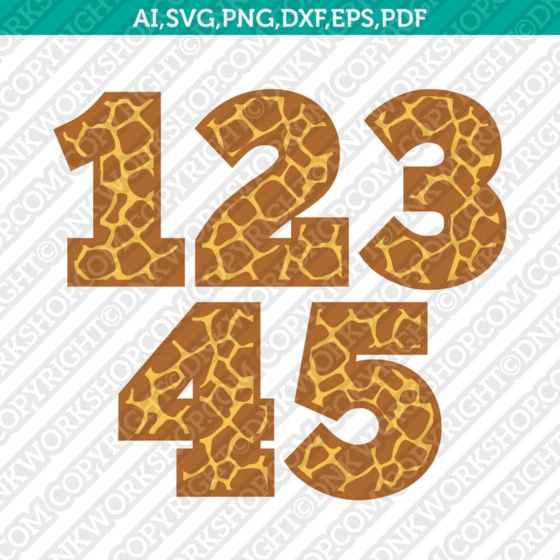 Giraffe Numbers SVG Cut File Vector Cricut Clipart Png Dxf Eps ...