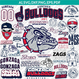 Gonzaga Bulldogs Logo SVG Bundle | NCAA College Vector Cricut