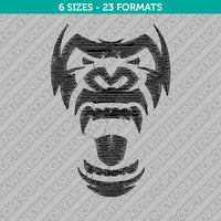 Gorilla Head Face Embroidery Design - 6 Sizes - INSTANT DOWNLOAD
