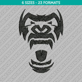 Gorilla Head Face Embroidery Design - 6 Sizes - INSTANT DOWNLOAD