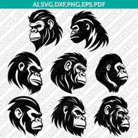 Gorilla Head SVG Mascot Cut File Cricut Clipart Silhouette Png