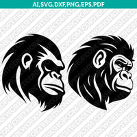 Gorilla Head SVG Mascot Cut File Cricut Clipart Silhouette Png