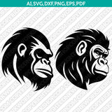 Gorilla Head SVG Mascot Cut File Cricut Clipart Silhouette Png