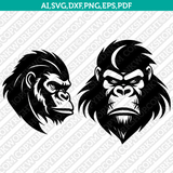 Gorilla Head SVG Mascot Cut File Cricut Clipart Png