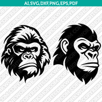 Gorilla Head SVG Mascot Cut File Cricut Clipart Png