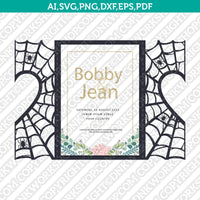 Gothic Spider web Halloween Gate Fold Lace Wedding Invitation Template Quinceanera Christening SVG Laser Cut File Cricut Vector Silhouette Cameo Dxf PNG Eps