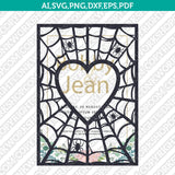 Gothic Spider web Halloween Gate Fold Lace Wedding Invitation Template Quinceanera Christening SVG Laser Cut File Cricut Vector Silhouette Cameo Dxf PNG Eps