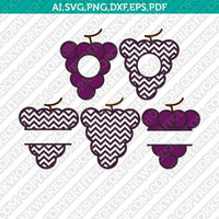 Grapes Chevron Monogram Frame SVG Cricut Cut File Clipart Png Eps Dxf Vector
