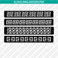 Greek Versace Leather Cuff Bracelet Template SVG DXF Laser Cut File Cricut Vector PNG