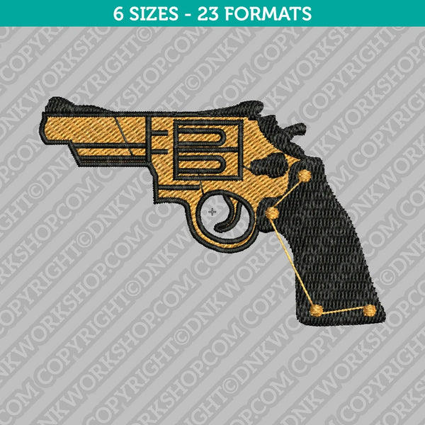 Handgun Pistol Revolver Embroidery Design - 6 Sizes - INSTANT DOWNLOAD