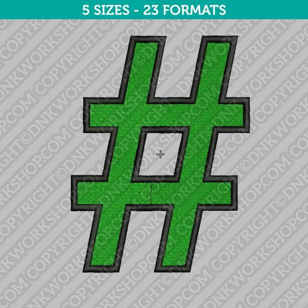 Hashtag Embroidery Design - 5 Sizes - INSTANT DOWNLOAD