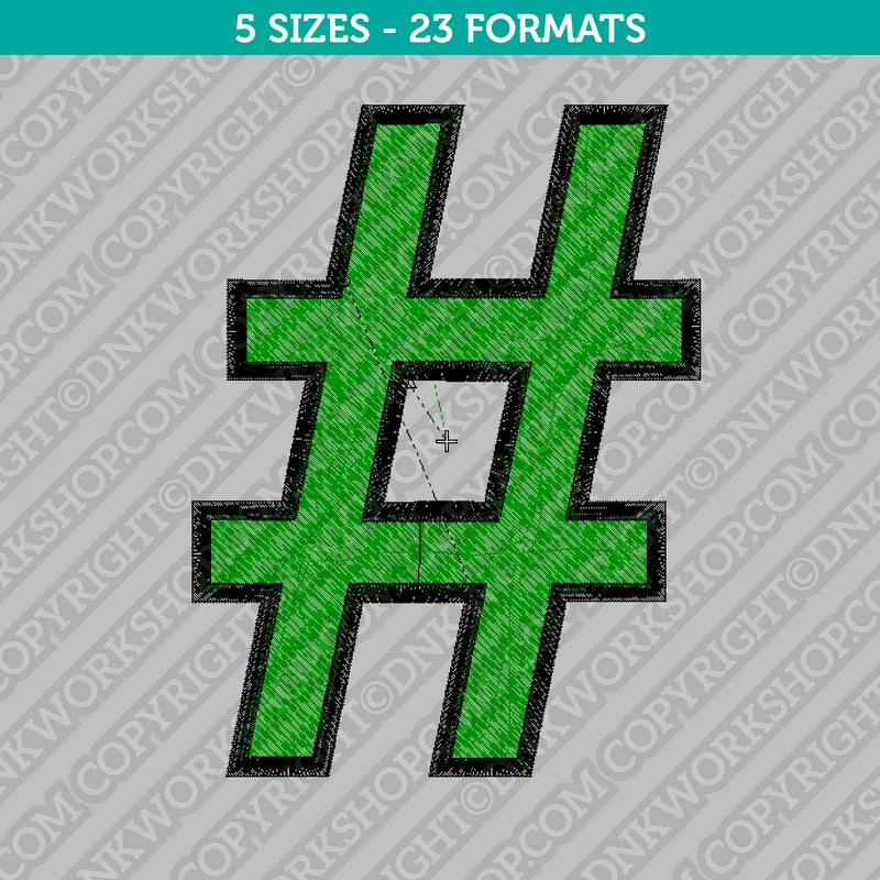 Hashtag Embroidery Design - 5 Sizes - INSTANT DOWNLOAD – DNKWorkshop