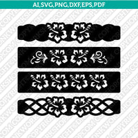 Hawaii Hawaiian Hibiscus Leather Bracelet Template SVG DXF Laser Cut File Cricut Vector PNG