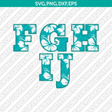 Hawaii Hawaiian Hibiscus Number Font Alphabet SVG Vector Silhouette Cricut