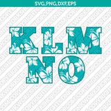 Hawaii Hawaiian Hibiscus Number Font Alphabet SVG Vector Silhouette Cricut