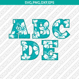 Hawaii Hawaiian Hibiscus Number Font Alphabet SVG Vector Silhouette Cricut
