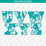 Hawaii Hawaiian Hibiscus Number Font Alphabet SVG Vector Silhouette Cricut