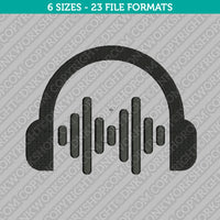 Headset Audio Wave Embroidery Design - 6 Sizes - INSTANT DOWNLOAD