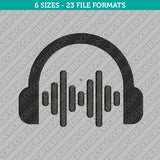Headset Audio Wave Embroidery Design - 6 Sizes - INSTANT DOWNLOAD
