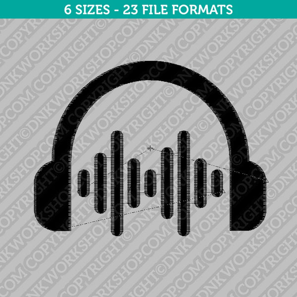 Headset Audio Wave Embroidery Design - 6 Sizes - INSTANT DOWNLOAD