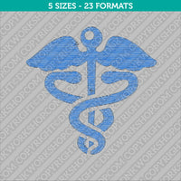 Healthcare Caduceus Embroidery Design - 5 Sizes - INSTANT DOWNLOAD