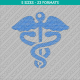 Healthcare Caduceus Embroidery Design - 5 Sizes - INSTANT DOWNLOAD