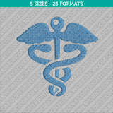 Healthcare Caduceus Embroidery Design - 5 Sizes - INSTANT DOWNLOAD