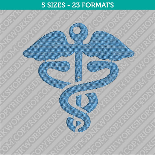 Healthcare Caduceus Embroidery Design - 5 Sizes - INSTANT DOWNLOAD