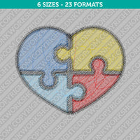 Heart Autism Awareness Embroidery Design - 6 Sizes - INSTANT DOWNLOAD