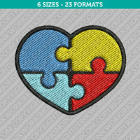 Heart Autism Awareness Embroidery Design - 6 Sizes - INSTANT DOWNLOAD