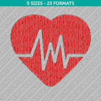 Heart Beat Rate Embroidery Design - 5 Sizes - INSTANT DOWNLOAD