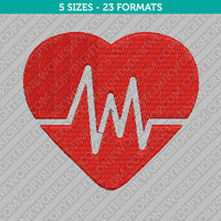 Heart Beat Rate Embroidery Design - 5 Sizes - INSTANT DOWNLOAD