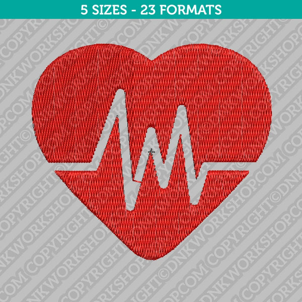 Heart Beat Rate Embroidery Design - 5 Sizes - INSTANT DOWNLOAD