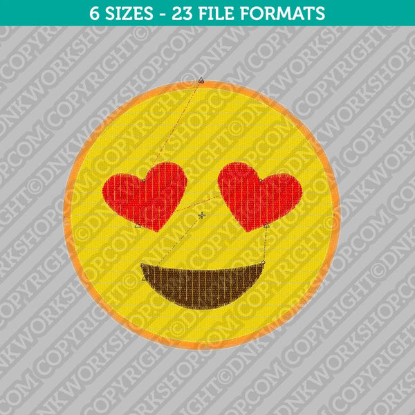 Heart Eyes Emoji Emoticon Machine Embroidery Design - 7 Sizes - INSTANT DOWNLOAD