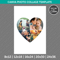 Heart Jigsaw Puzzle Photo Collage Template Canva PDF
