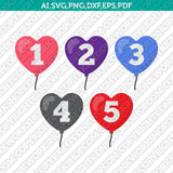 Heart Love Balloons Numbers SVG Cricut Cut File Clipart Png Eps Dxf Vector