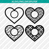 Heart Love Monogram Frame SVG Cricut Laser Cut File Clipart Eps Png Dxf Vector