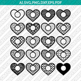 Heart Love Monogram Frame SVG Cricut Laser Cut File Clipart Eps Png Dxf Vector