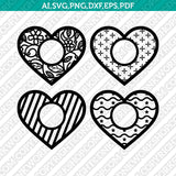 Heart Love Monogram Frame SVG Cricut Laser Cut File Clipart Eps Png Dxf Vector