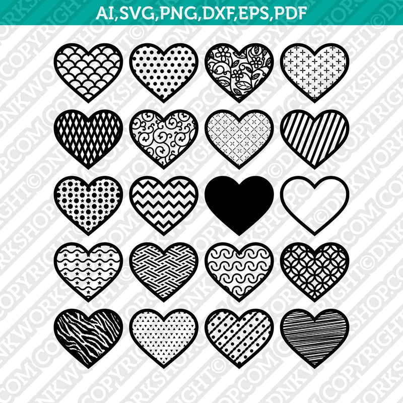 Heart Love Valentine SVG Vector Cameo Cricut Cut File Clipart Eps Png ...