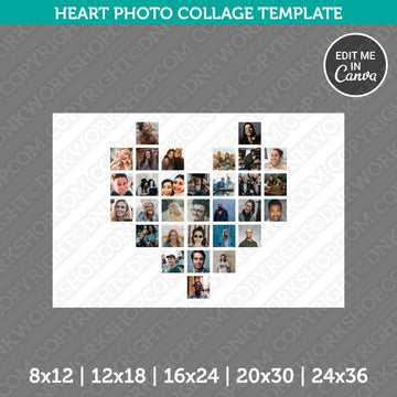 Heart photo collage template design for keepsakes