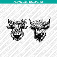 Highland Cow Flower Head SVG Mascot Cut File Cricut Clipart Silhouette Png
